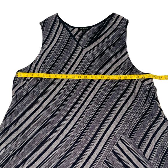 LANE BRYANT Dress 26/28 Sleeveless Linen Blend V-Neck Dark Blue Casual Striped - Picture 3 of 6
